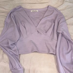 Free People Purple V-Neck Thermal Top